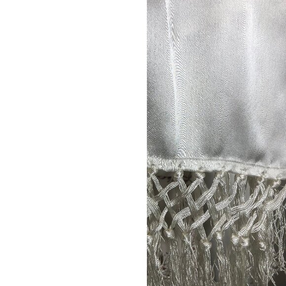 Elevate Your Elegance: The Pristine Satin Fringe Scarf - Picture 8 of 14